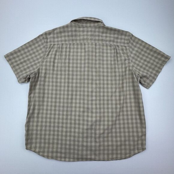 Carhartt Men’s 2XL Loose Fit Plaid Short Sleeve Button Up Work Shirt Tan Cotton - Picture 5 of 8